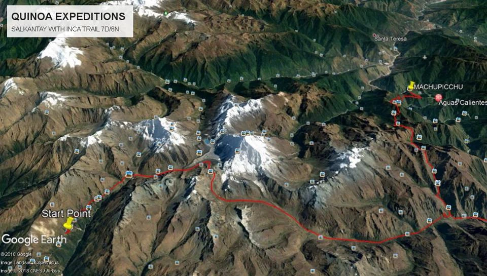 Map Salkatntay & Inca Trail 7D | Quinoa Expeditons Map Salkatntay & Inca Trail 7D | Quinoa Expeditons